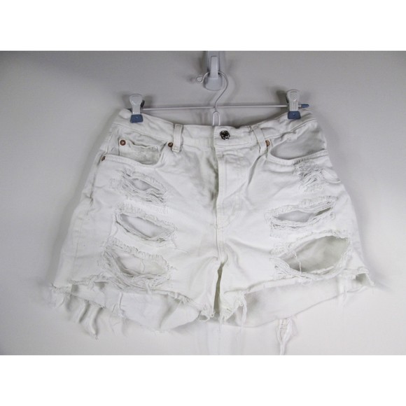 Free People We the Free Very Distressed White Jean Shorts 26 Preloved (B10-19) - Picture 1 of 9